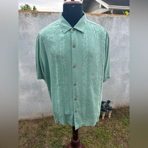 PreOwned Tommy Bahama Green Hawaiian Print Full Button Men's XL
